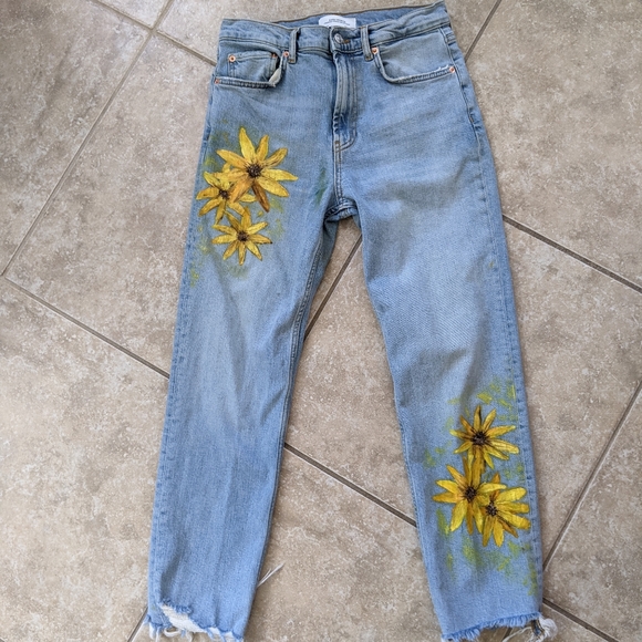 Zara Denim - Zara Jeans High Waisted - hand painted WKND SALE